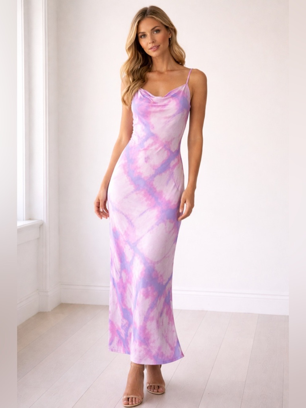 Elegant Tie-Dye Chemise in Pink and Purple